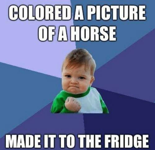 Success Kid meme about fridge art achievement