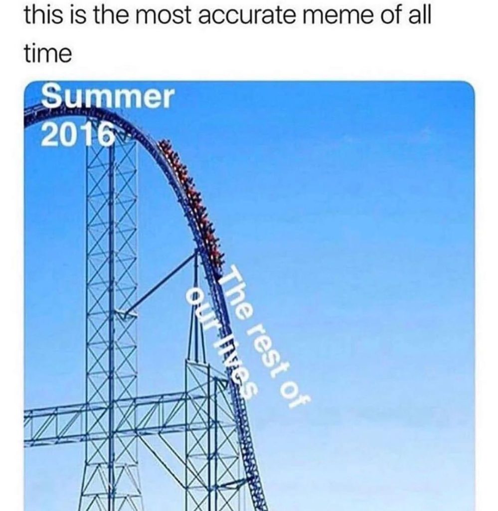Roller coaster meme about Summer 2016 peak