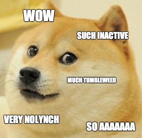 Doge meme with humorous inactive forum text