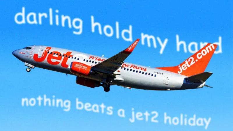 Jet2 airplane flying against blue sky