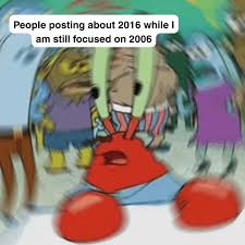 Blurred Mr. Krabs confused meme scene