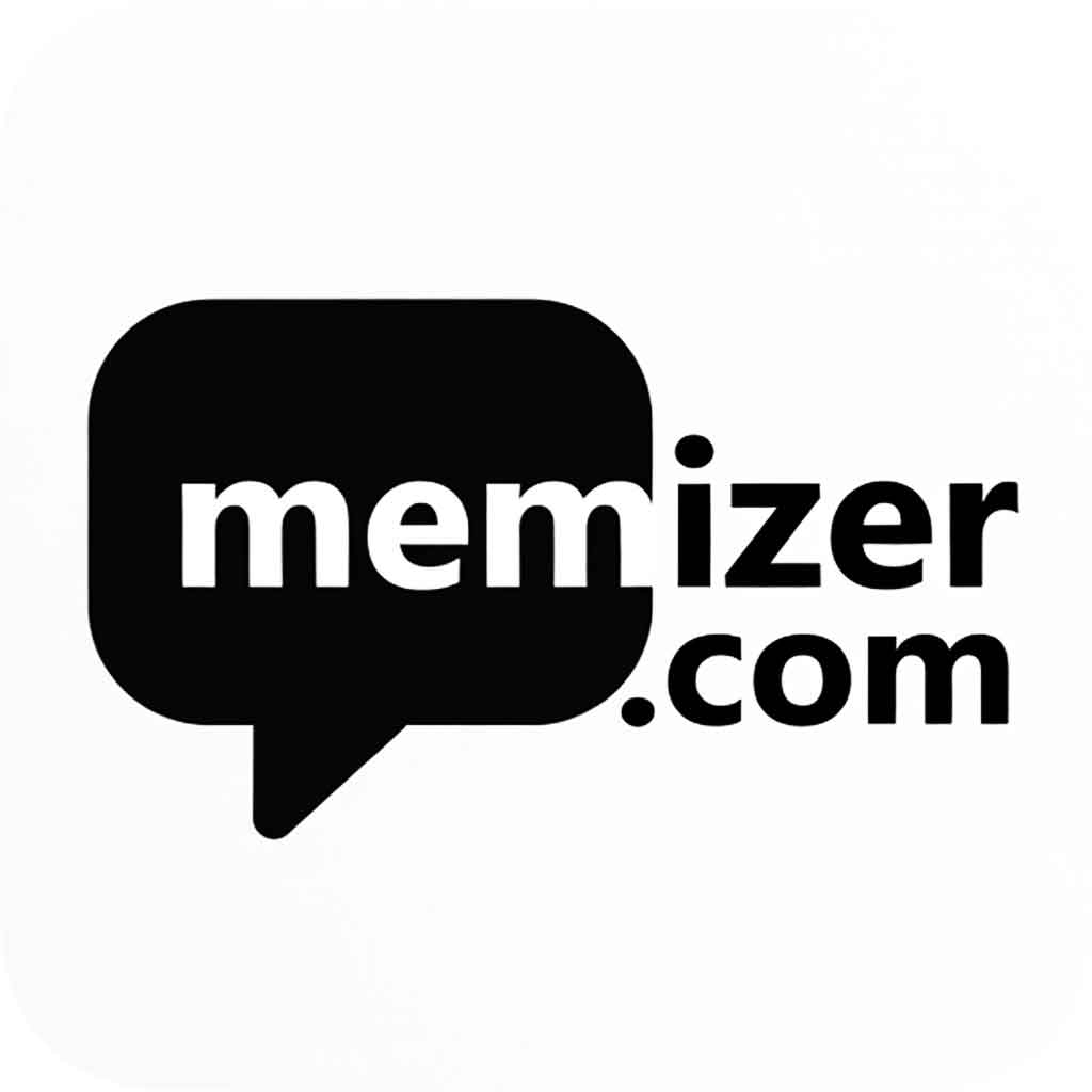 Memizer.com logo with speech bubble design