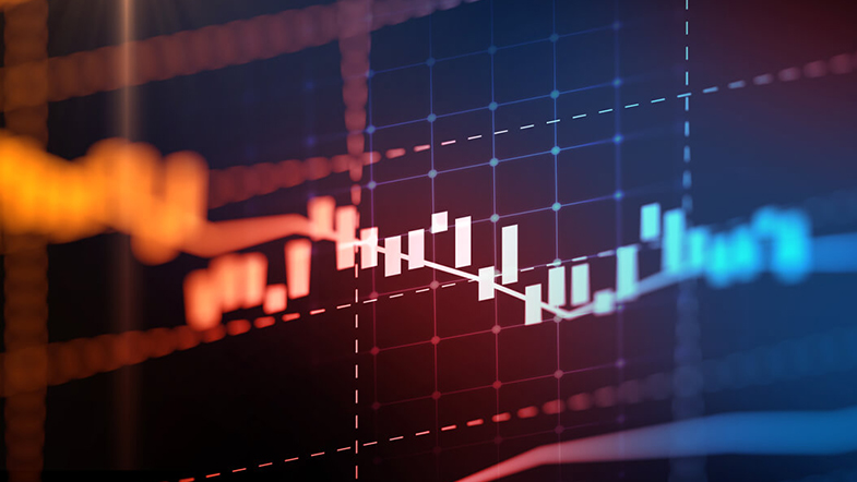 Digital stock market candlestick chart on screen